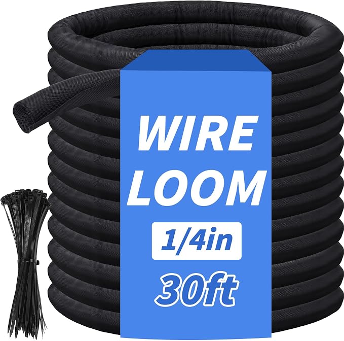 30FT Split Braided Sleeve Cable Management, 1/4 Inch Wire Loom Tubing Cord by Oleitodh