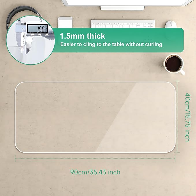 NATRKE Clear Desk Mat Pad, 35.4"x15.7" Large Transparent Computer Desk Mat - Image 5