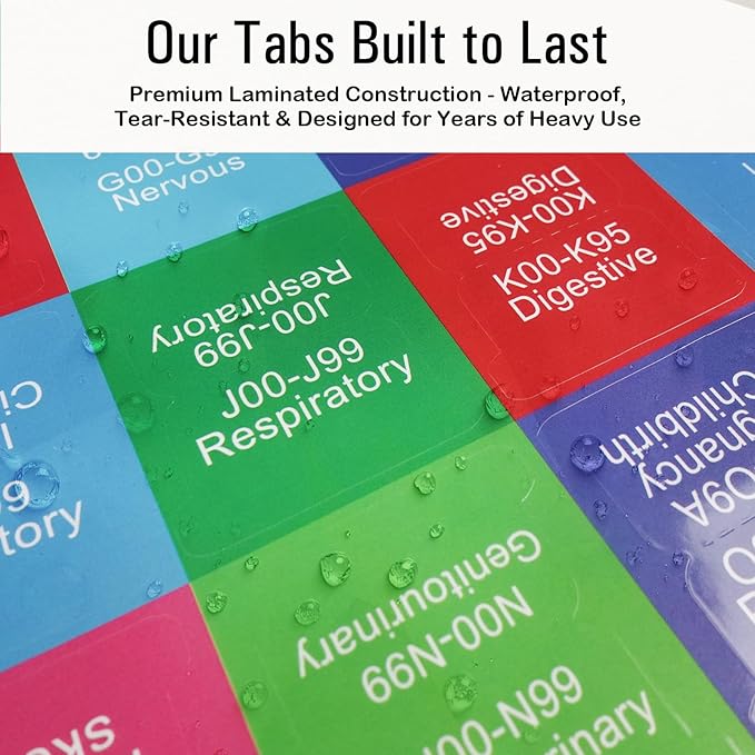Index Tabs for ICD-10-CM Code Book 2025 AAPC Version, Upgraded Book Tabs, Color-Coded Medical Coding 2025, Laminated & Repositionable Tabs with Alignment Guide & Blank Tabs (Codebook Not Included)-DeskLoop Office