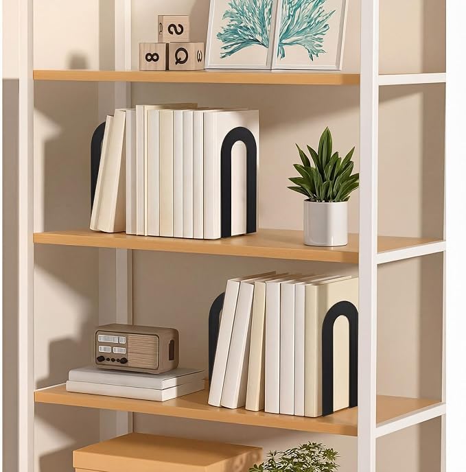 Chunful 2 Pcs Black Modern Metal Book Ends - Image 7