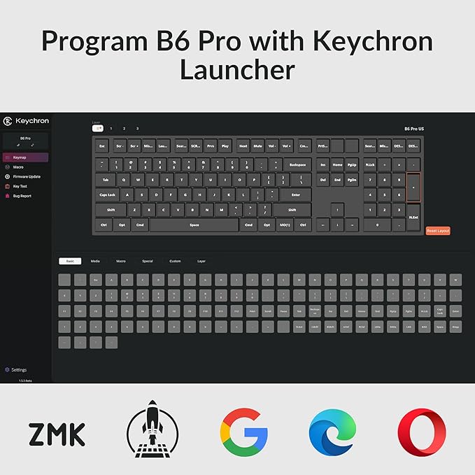 Keychron B6 Pro Ultra-Thin Wireless Keyboard, Full-Size ZMK with Numeric Keypad Quiet Typing, 2.4 GHz/Bluetooth 5.2/Wired Connection Long Battery Life, Compatible with Mac Windows Linux - Ivory White-DeskLoop Office