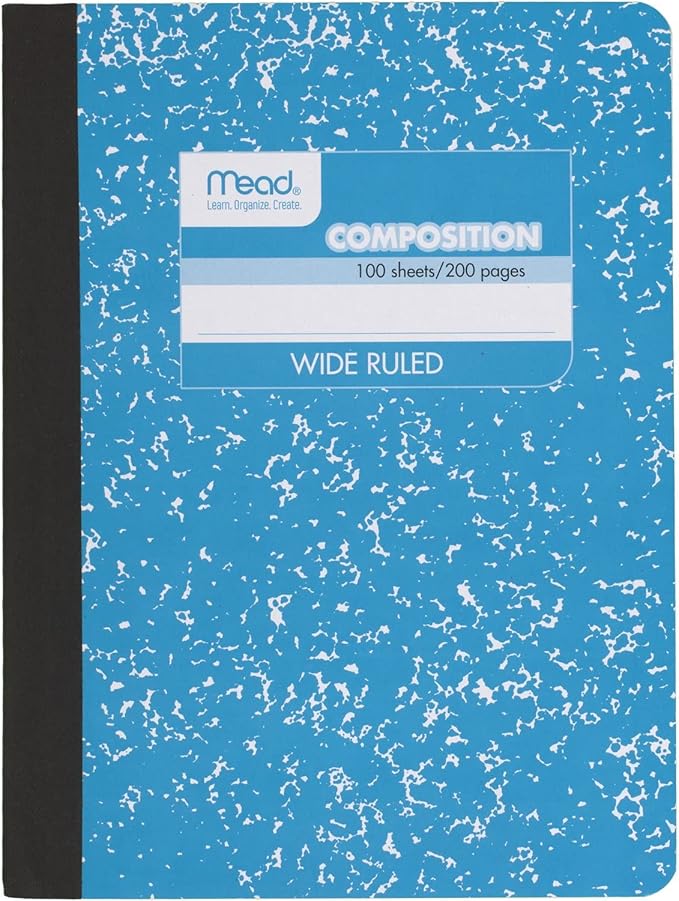 Mead Composition Notebook, Wide Ruled Paper, 7-1/2" x 9-3/4", 100 Sheets by Mead