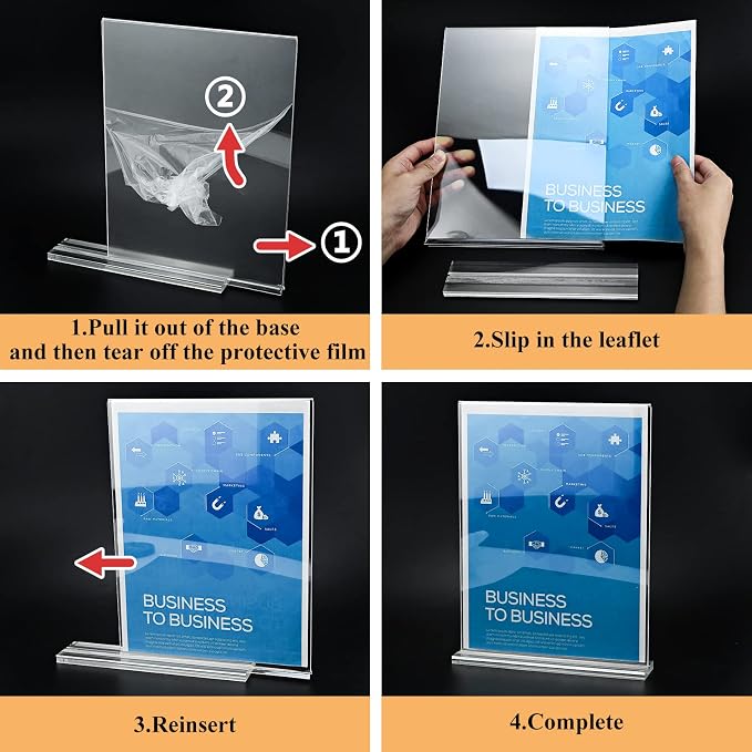 Arrobust Acrylic Sign Holder 8.5 x 11, Double Sided Clear Acrylic Display Table - Image 5
