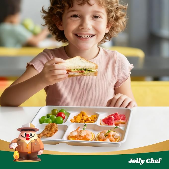 JOLLY CHEF Compostable  Compartment Paper Plates 10*8.25*1  Small - Image 5