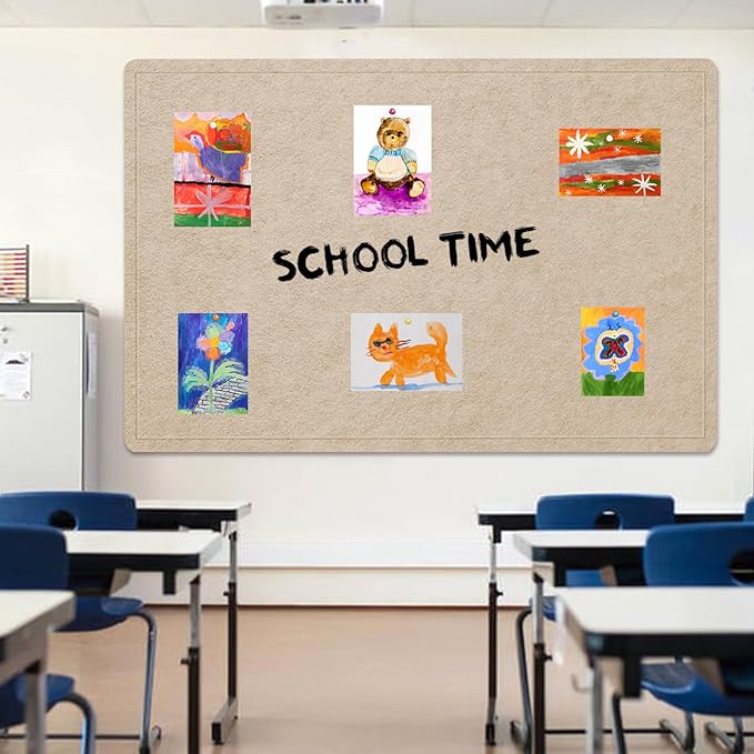 Large Bulletin Board - 72 X 48 inches Cork Board with 30 Pushpin, 6' x 4' Cork Board for Walls Pin Board, Self-Adhesive Felt Board Vision Board Foldable Photo Board for Wall (Beige Brown)-DeskLoop Office