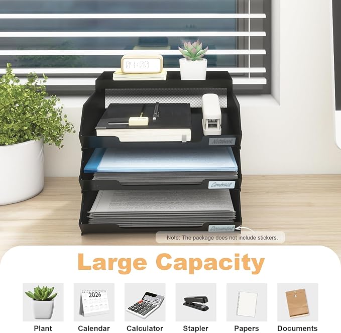 Natwind 3-Tier Stackable Metal Mesh Paper Organizer - Image 4