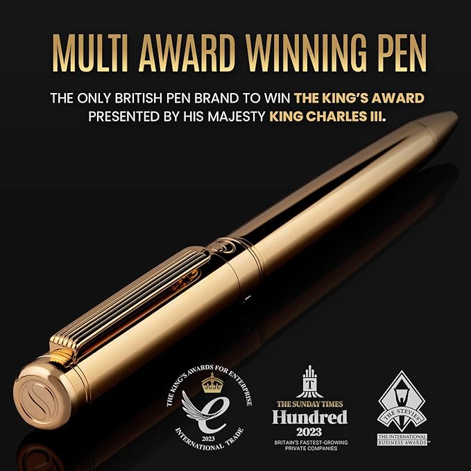 Scriveiner Gold Ballpoint Pen - Stunning Luxury Pen, Real Gold Plating, Schmidt Black Refill, Best Ball Pen Gift Set for Men & Women, Professional Executive Office, Nice Fancy Designer Pens-DeskLoop Office