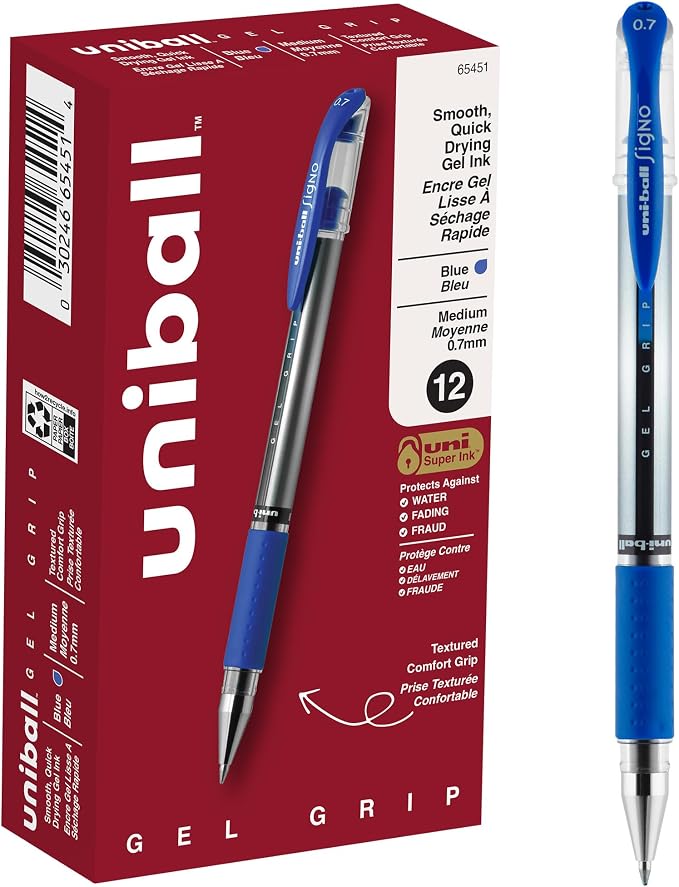 uniball Gel Grip Gel Pens, Medium Point, 12 Pack by uni-ball
