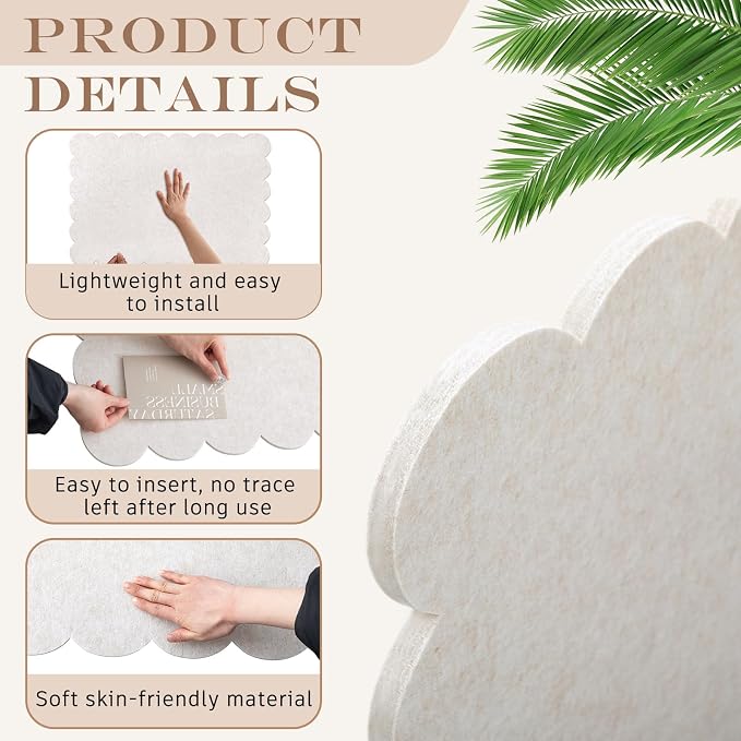 Mooliwe Scalloped Felt Bulletin Board 24 x 18 Inches Foldable Camel Pin Cork - Image 3