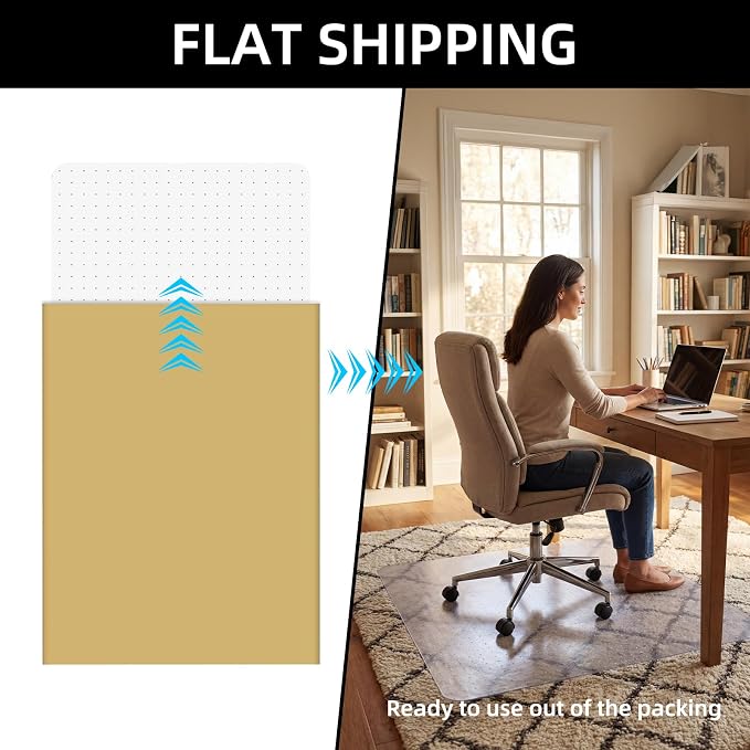 Office Chair Mat for Carpet, 32x48 Heavy Duty Clear Plastic Rolling Chair Mat - Image 7