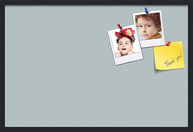 PinPix 36x24 Inch Cork Bulletin Board. This Decorative Framed Pin Board Comes with Soft Blue Design and a Satin Black Frame. Ideal for Home Office Decor or Message Board (PinPix-1814)-DeskLoop Office