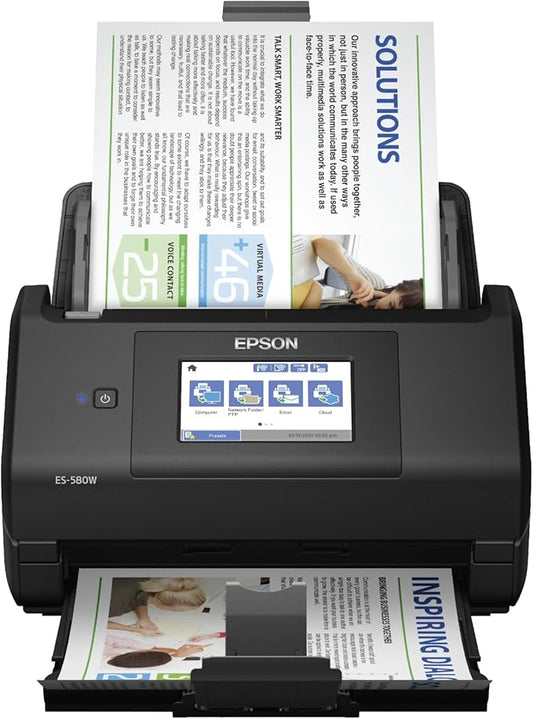 Epson Workforce ES-580W Wireless Color Duplex Desktop Document Scanner for PC and Mac with 100-sheet Auto Document Feeder (ADF) and Intuitive 4.3" Touchscreen-DeskLoop Office