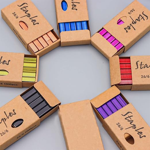 Colored 26/6 Standard Staple Set 12mm Width 1000/Box 7 Boxes/Pack 7000 Count - Image 6