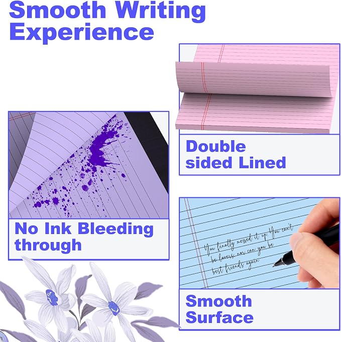 3 Pack Colored Legal Pads 8.5 x 11 Inch, Wide Ruled Notepads Lined Memo Note - Image 6