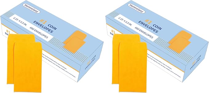 Homrelaxy #1 600 Pcs Small Coin Envelopes 2.25" x 3.5" by Unknown