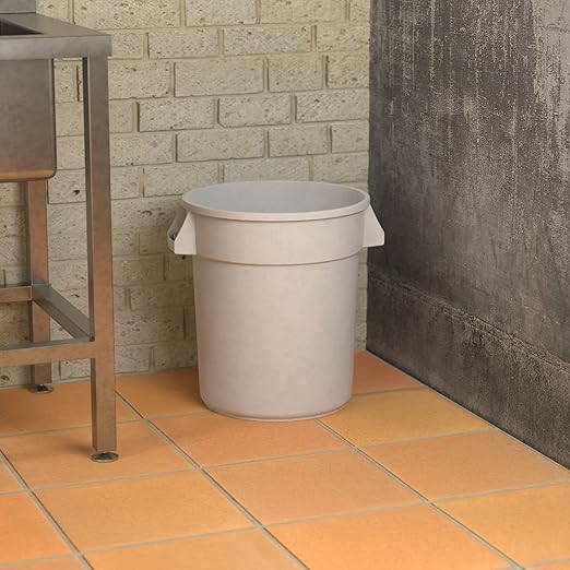 20 Gallon White Round Commercial Trash Can-DeskLoop Office