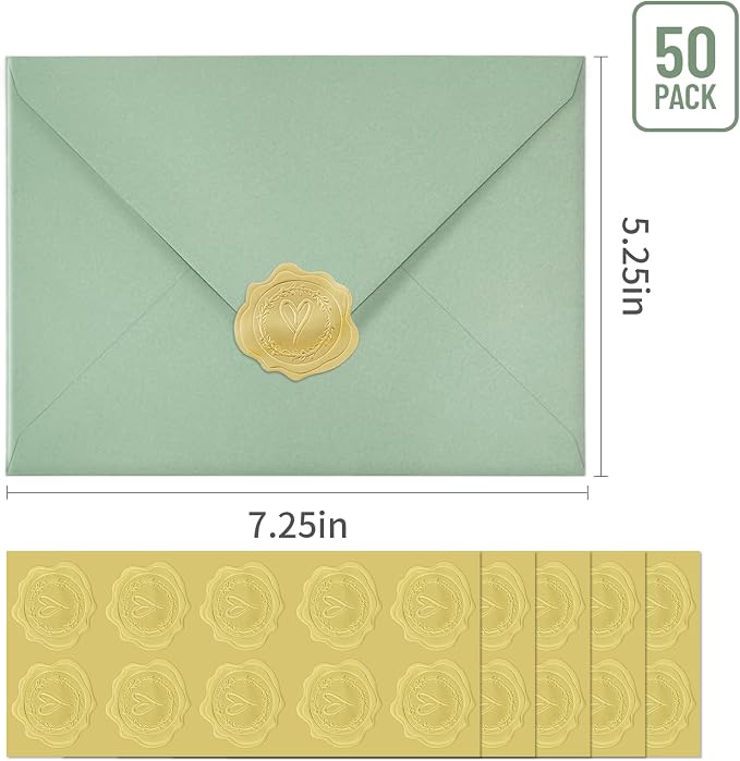 50 PCS Sage Green Colorful A7 Envelopes - Image 2