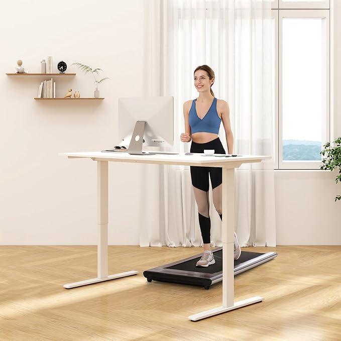 FLEXISPOT Standing Desk Electric Height Adjustable Desk with 40 x 24 Inch Splice Board, Home Office Computer Workstation, White Top + White Frame-DeskLoop Office