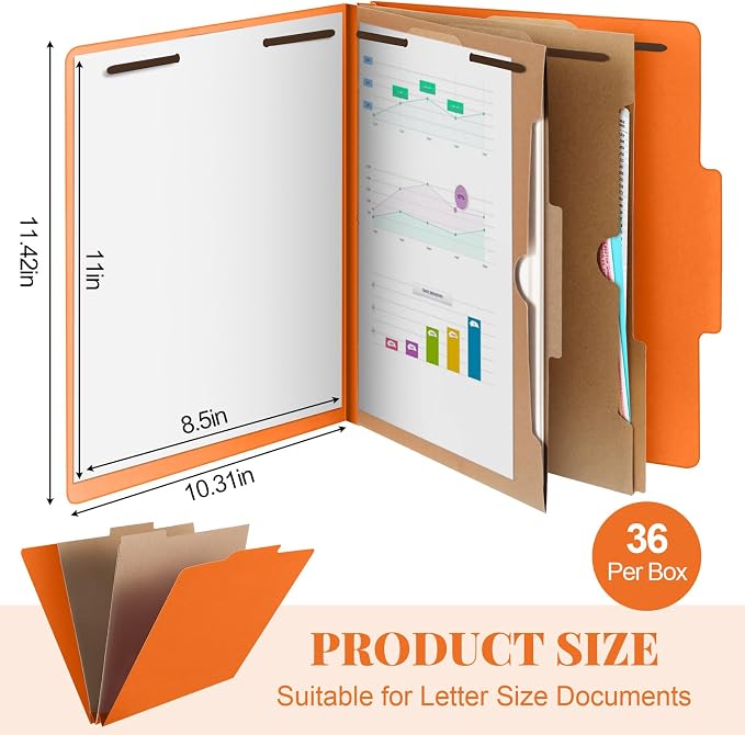 Skyygemm 36 Pcs Classification Folders Letter Size, 2 Pocket Dividers - Image 2