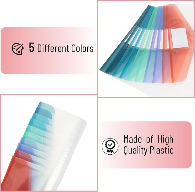 Mr. Pen- Clear Plastic Envelopes File Folders, 10 Pack, Letter Size | Colorful - Image 5