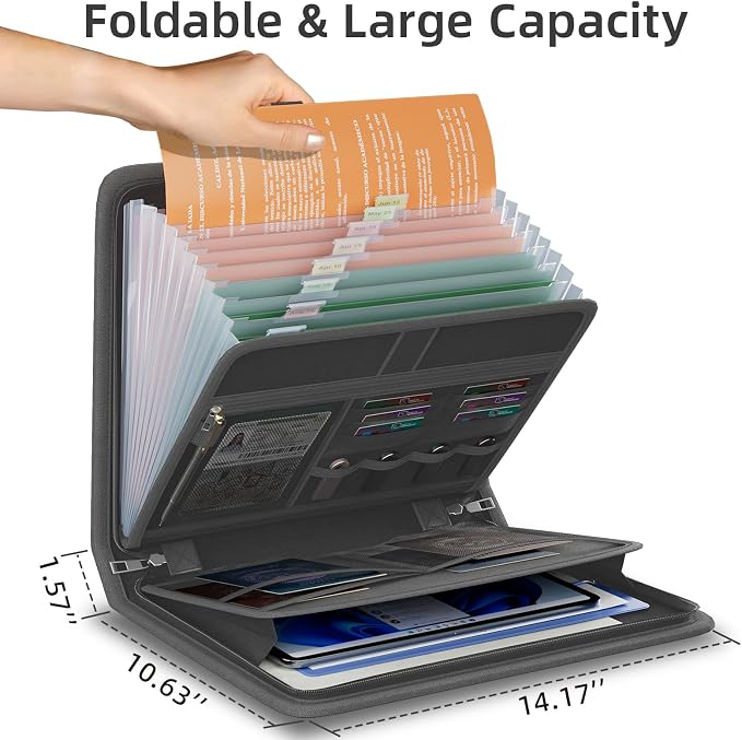 Fireproof Accordion File Organizer, Portable Expanding File Folder - Image 7