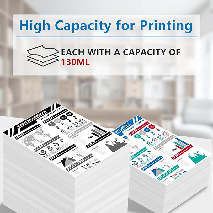 High Yield 72 Ink Cartridges C9403A C9370A C9371A C9372A C9373A C9374A Replacement for HP 72 Ink Cartridges for T770 T790 T795 T610 T620 T1100 T1120 T1200 T1300 T2300 Printers Ink(6 Pack, 130ML)-DeskLoop Office