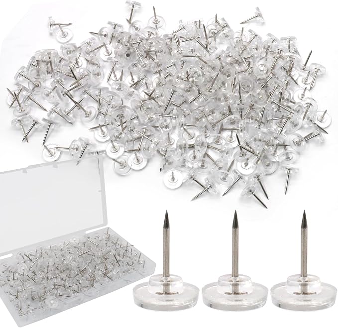 Biaungdo 250 Pcs Clear Flat Push Pins, Plastic Round Head Thumb Tacks - Image 7