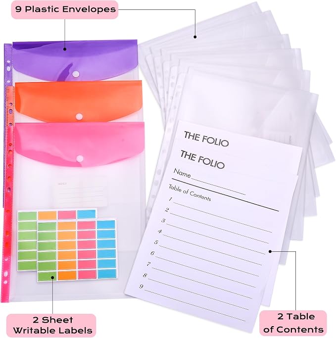 XKDOUS Aesthetic Document Organizer 3 Ring Emergency Binder Linen Folio Folders - Image 3