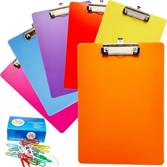 smilixin 6 Pack Plastic Clipboards, Office Clipboards Standard A4 Letter Size by smilixin