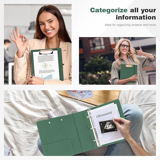 Ospelelf Mini 3 Ring Green Binder 2 inch, 5.5 x 8.5 Small Clipboard Binders - Image 7