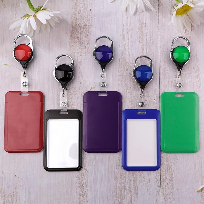 Cool Black ID Badge Holder Solid Heavy Duty Keychain Retractable Badge Reel ID - Image 2