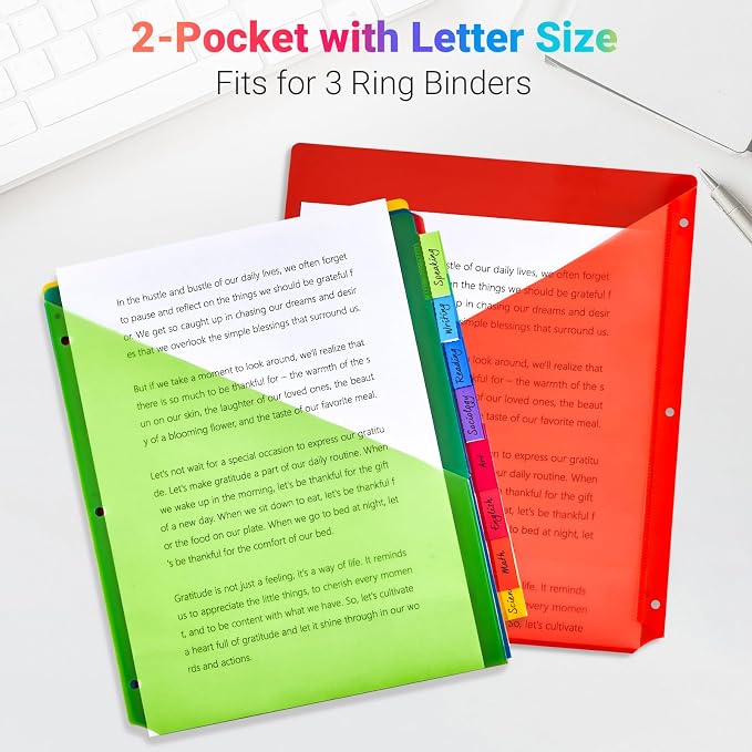8-Tab Dividers for 3-Ring Binders, Insertable 8 Tabs Binder Divider for - Image 4