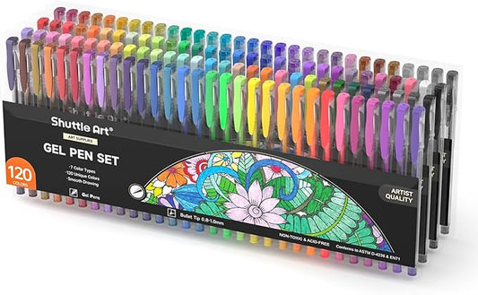 Shuttle Art 120 Unique Colors (No Duplicates) Gel Pens Gel Pen Set for Adult Coloring Books Art Markers-DeskLoop Office