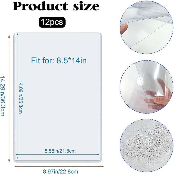 Rainmae 12 Pack 8.5" x 14" Rigid Print Protectors, Paper Sleeves Photo Plastic - Image 2