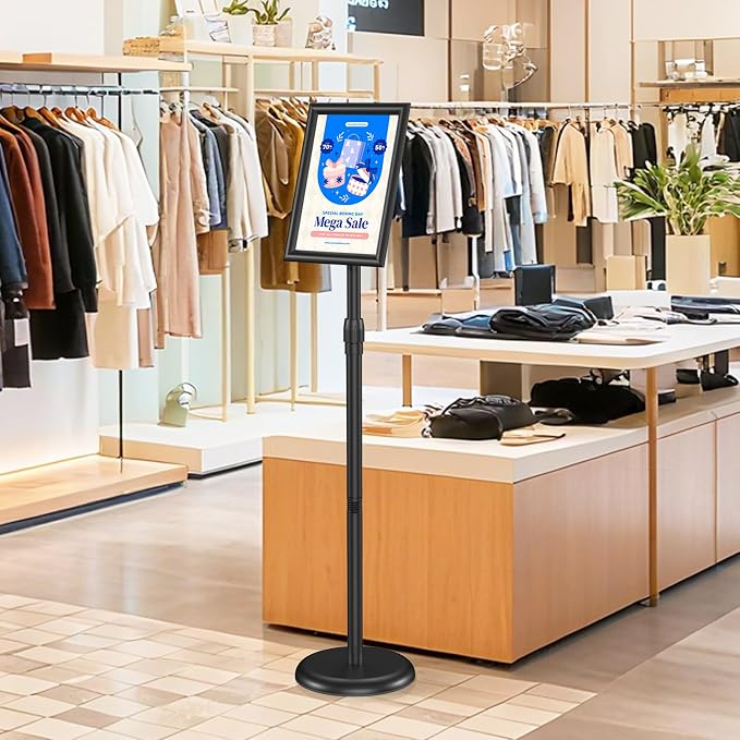 Hemndic Sign Stand 11x17 inch, Adjustable Floor Standing Sign Holder, 360° - Image 8