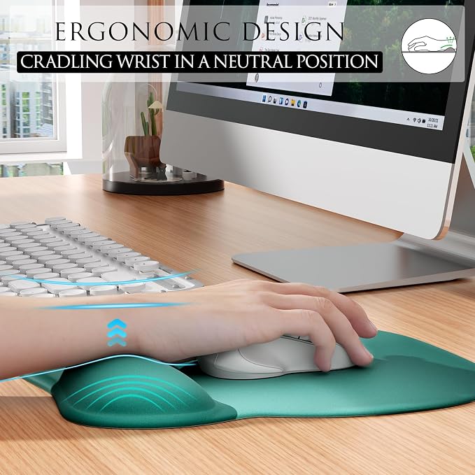 MROCO Ergonomic Mouse Pad with Gel Wrist Rest, 9.4 x 8.1 in, Gel Wrist Comfort - Image 3