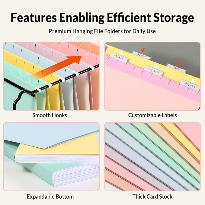 SUNEE Hanging File Folders, 50 Pack Letter Size Hanging File Folders - Image 3