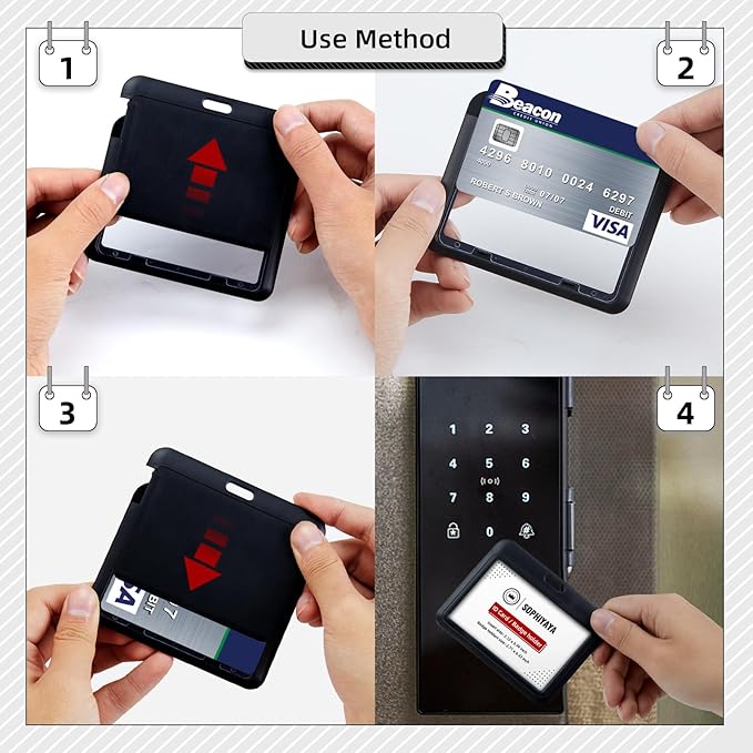 2 Pack Sliding Horizontal Badge Holder Hard Plastic Key Card Work Badge Sleeve - Image 5