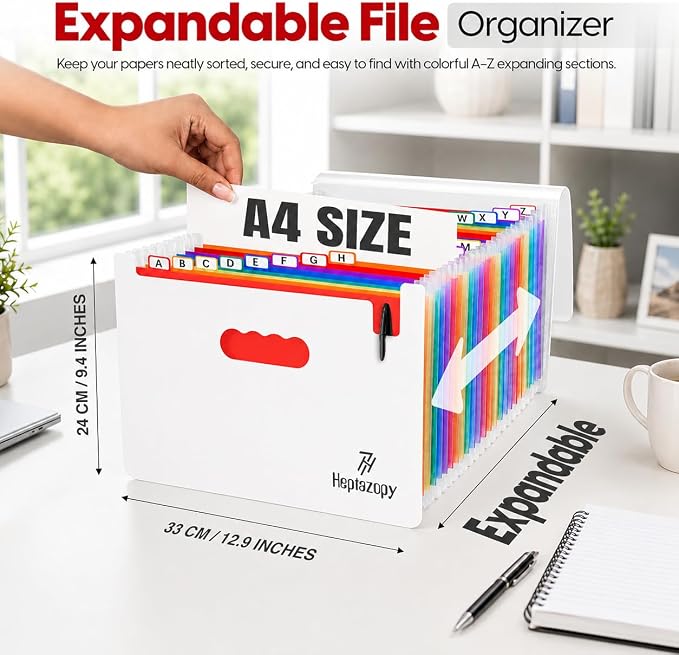 Plastic Accordion File Organizer, 26 Pockets Expandable File Folder Organizer - Image 3