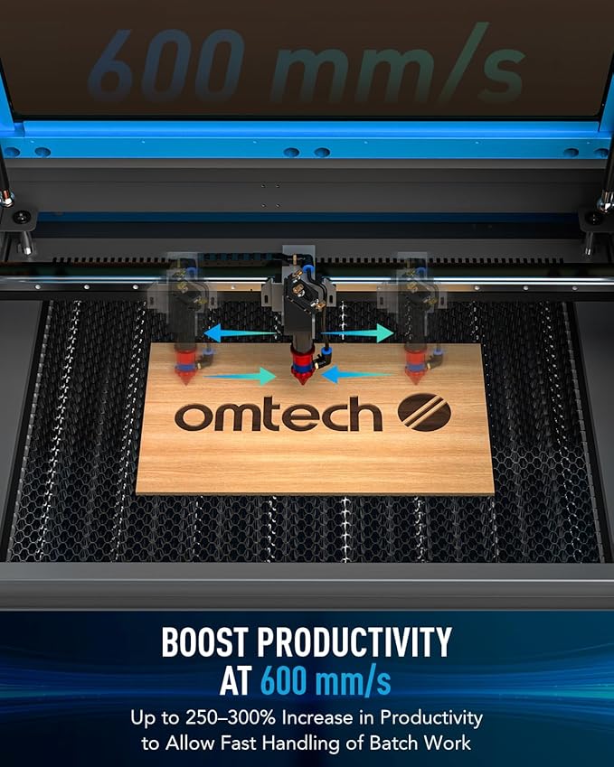 OMTech 90W CO2 Laser Engraver with LightBurn and Water Chiller, 20"x28" Laser Engraving Cutting Machine with Autofocus Autolift 4 Way Pass Air Assist, Commercial Laser Cutter-DeskLoop Office