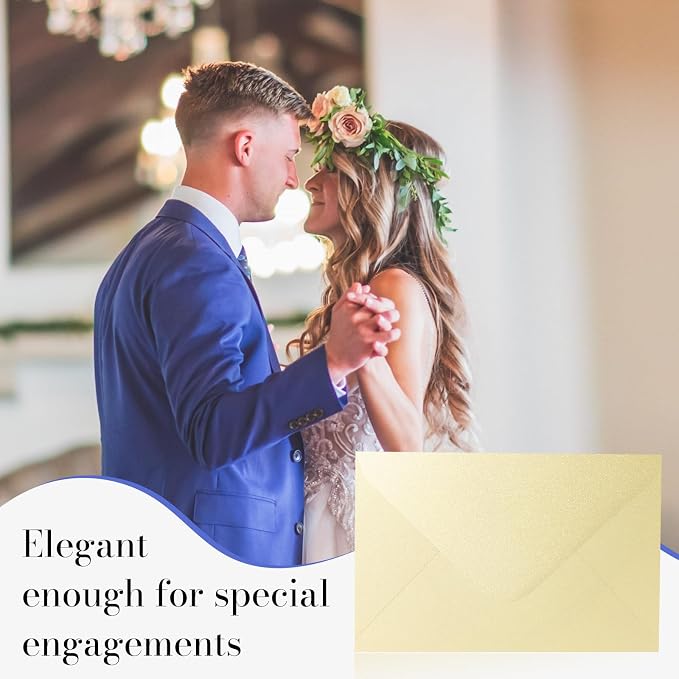 Shimmer Cream Envelopes 5.25 x 7.25 inches 100 PCS, 120 GSM Goefun A7 Euro Flap - Image 6