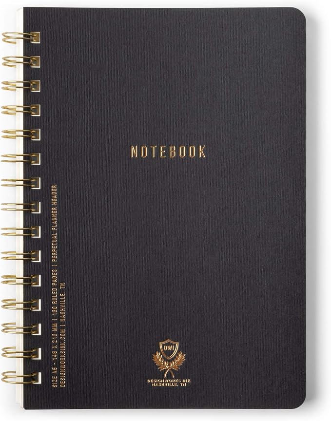 DesignWorks Ink Textured Paper Twin Wire Notebook, Daily Planner & Soft Cover by DesignworksInk