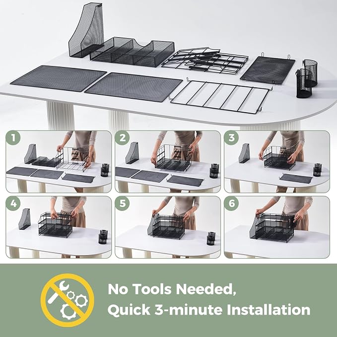 Desk Organizers and Accessories, 4 Tier Paper Letter Tray Organizer Holder Desk - Image 6