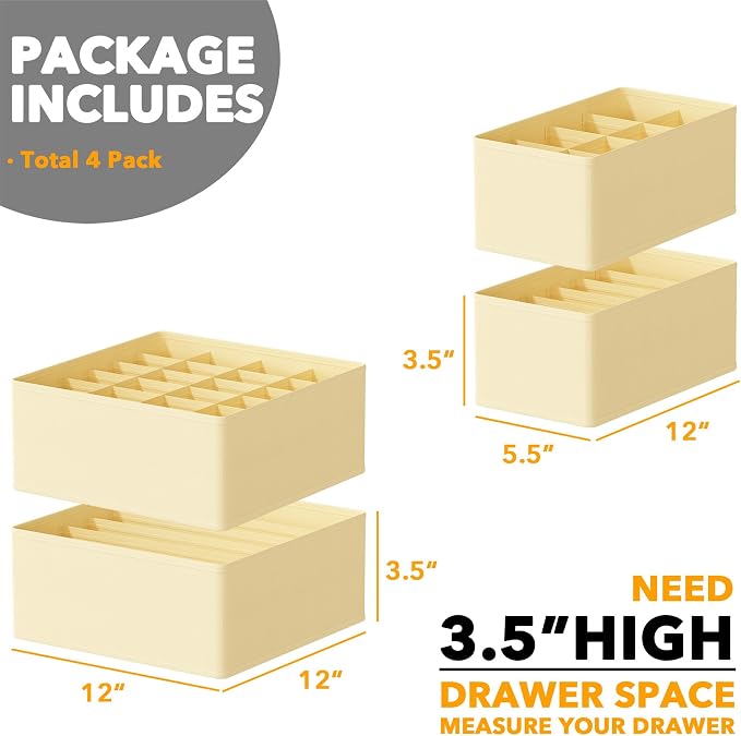 SpaceAid Underwear Drawer Organizer, 4 Pack Dresser Organizer Bins - Image 3