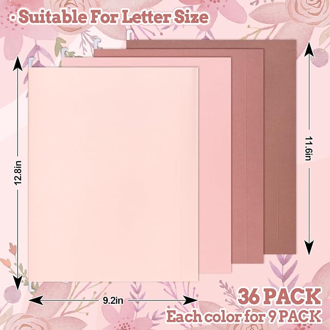 Whaline 36 Pack Dusty Pink Hanging File Folders Letter Size 4 Colors Pink File - Image 2