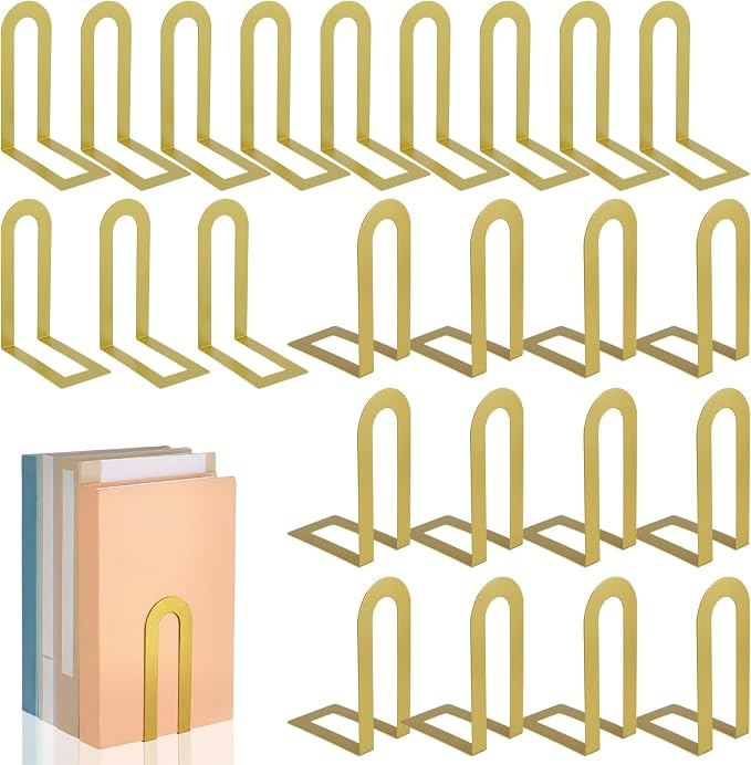 Chunful 24 Pcs Gold Modern Metal Book Ends by Chunful