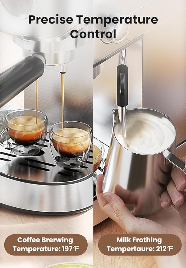 Gevi Commercial Espresso and Coffee Makers, Professional 20 Bar Espresso Maker with Milk Frother, Stainless Steel Expresso Coffee Machines for Home, Compact Cappuccino Machine, Great Gift-DeskLoop Office