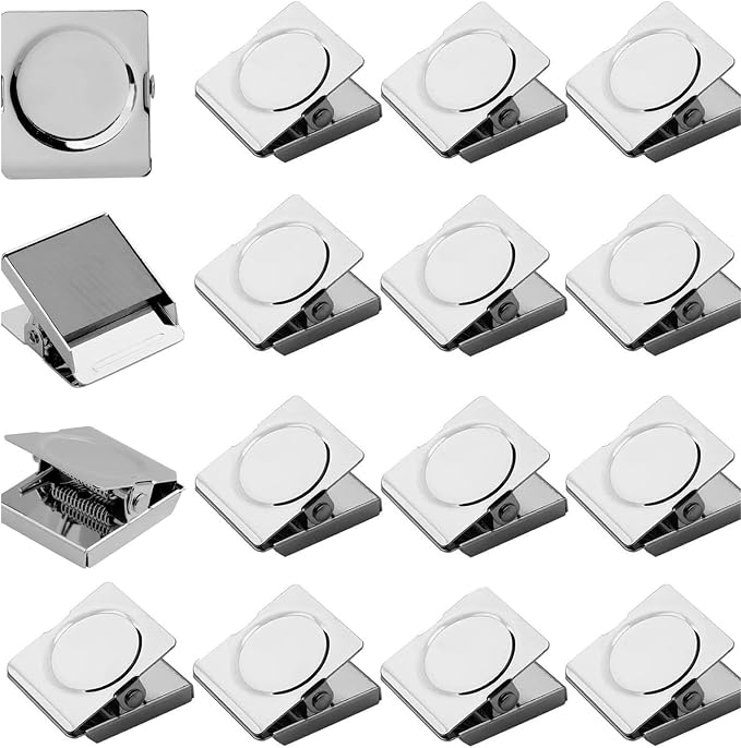 Square Strong Magnetic Clips, 1.2"-16 Pcs, 30 mm, Refrigerator Magnet Clips by Panpub