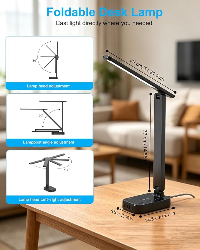 One Beat Small LED Desk Lamp Power Strip 5ft Extension Cord - Image 4
