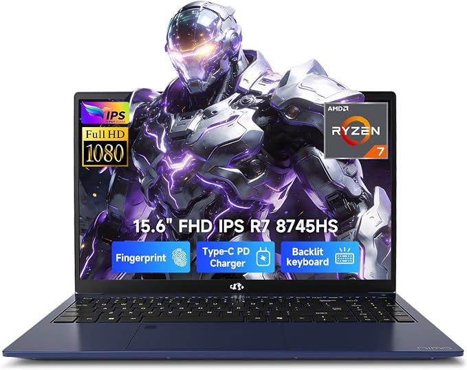 NIMO 15.6 Streaming & Gaming Laptop, R7 8745HS 8-Core 16GB RAM 1TB SSD Radeon by Nimo